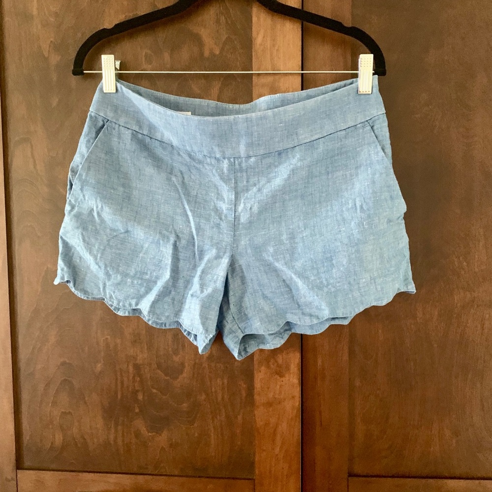Loft Scallop Hem Chambray Riviera Shorts